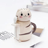 elvesmall  -  1pc Cute Cat Ceramics Coffee Mug with Spoon Novelty Gift Drinkware Milk Tea Couple Cup Kitchenware Birthday Gift Home Decoration