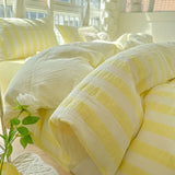elvesmall Super Soft Washed Cotton Bed Four Piece Set, Summer Small Fresh Duvet Set, Three Piece Set, Dormitory