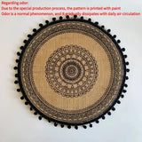 elvesmall 4pcs Bohemian Diameter38cm/15inch Round Insulated Anti-scald Placemat Cup Coaster Mats Non-Slip Kitchen Accessories with Tassels