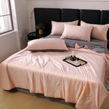 elvesmall Silk Summer Cool Quilt  New Washed Air Conditioning Quilt Ice Silk Summer Quilt Four Piece Bed Sheet and Comforter Blanket