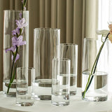 elvesmall  Glass Hydroponic European Large Cylindrical Vase Wedding Home Decoration Fish Tank Decoration Floor Vase Living Room Decoration