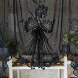 elvesmall Black Floral Lace Pull Curtain Roman Lifting Sheer Voile Drape Door Small Window Kitchen Porch Partition