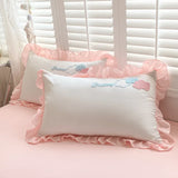 elvesmall Colorful Clouds Bedding Set Princess Style Ruffle Duvet Cover with Zipper Closure Comforter Covers for Girls Women Home Decor