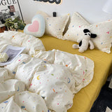 elvesmall Ins Nordic Duvet Cover Set 2024 Summer New Twin Queen Size Kids Adult Flat Sheet Pillowcase No Filler Fashion Bed Linens
