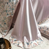 elvesmall Mulberry Silk 4 Pieces Comforter Bedding Set, 1PC Duvet Cover, 1PC Bed Sheet, 2PCS Pillowcases, Luxury Home Textiles Bedclothes
