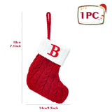 elvesmall Christmas Socks Knitting Snowflake Letter Stocking Christmas Decoration For Home 2024 Xmas Tree Ornament Gift Navidad Natal 2024