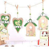 elvesmall 1pc Easter Wooden Hanging Ornament Bird House Pendant for Spring Easter Home Door Decorations Kids Party DIY Crafts Supplies