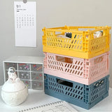 elvesmall Plastic Foldable Storage Crate Folding Box Basket Stackable Cute Makeup Jewellery Toys Boxes for Storage Box Organizer Portable