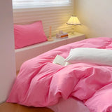elvesmall Soft Pink Bedding Sets Duvet Cover Set Bedclothes Bedspread Pillowcases Single Double Queen Size Bed Sheet Sets For Girls