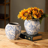 elvesmall Blue and White Porcelain Vases Flower Arrangements Living Room Decorations Chinese Style Ceramic Home Decoration Retro Porcelain