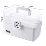 elvesmall 3 Layer Portable First Aid Kit Storage Box Plastic Multi-Functional Family Emergency Kit Box with Handle Medicine Chest