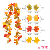 elvesmall Halloween Artificial Autumn Maple Leaves Garland Vine Led Fairy Lights for Christmas Party Thanksgiving Autumn Home Decoration