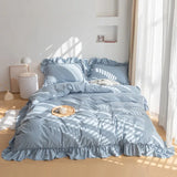 elvesmall  Elegant Bedding Sets Luxury Bed Linen Princess Cute Ruffle Duvet Cover Bed Sheet and Pillowcases Queen King Bed Comforter Sets