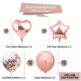 elvesmall 14pcs Rose Gold Mix Star Heart Confetti Latex Balloons Birthday Party Decorations Kids Adult Wedding Anniversary Globos Supplies