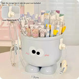 elvesmall Creative Pen Holder with Hook Table Cute Stationery Storage Box Pen Holder Rack Student Children Girls Desk Organizer Kawaii