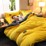 elvesmall 3pcs duvet cover Winter Warm Bedding sets Double Quilt Cover king Twin queen size bed thick Flano Coral Fleece with pillowscase