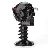 elvesmall  Resin Back Skull Decoration Helmet Glasses Bracket Black Skull with Spine Table Decoration Figurines & Miniatures Crafts