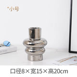 elvesmall  Nordic Creative Irregular Electroplated Silver Gourd-shaped Three-stage Ceramic Vase Decoration Home Decorations