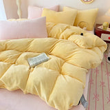 elvesmall 2024 New Milk Fleece Single Bedding Set Thickened Solid Color Warm 220x240 Double Use Quilt Cover Large Size Bedding for Winter