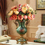 elvesmall 30CM European Resin Vase Stereoscopic Dried Fowers Arrangement Wobble Plate Living Room Entrance Ornaments Home Decorations