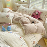 elvesmall Pink Tulip Bedding Set INS Pastoral Flowers Duvet Cover Queen Full Twin Size Flat Bed Sheet Floral Pillowcase Girls Bed Linen