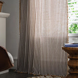 elvesmall Curtains for Living Room Bedroom Kitchen Home Decoration Bay Window  Curtains American Style Coffee Color Striped Cotton Linen