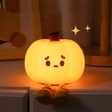 elvesmall Halloween Pumpkin Night Lights Cute Soft Silicone Safe Lamp Decorations Timing Dimmable Bedside Decor Kids Baby Halloween Gifts