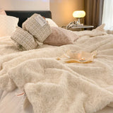 elvesmall  3D rose rabbit fur winter blanket for Christmas decorations plush bed Plaid sofa blankets thicken Knee blanket quilt Duvet cover