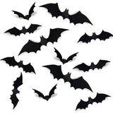 elvesmall  44PCS 3D Black PVC Bat Decoration Halloween Party DIY Decor Wall Sticker Bar Room Halloween Party Scary Decoration Props