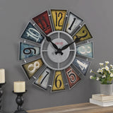 elvesmall Gray Numeral Windmill Wall Clock 24 X 2 X 24 in Analog Decoration for Bedroom Farmhouse Large Living Room Wall Clock Decor Home