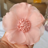 elvesmall 10PCS/Lot 10CM Large Handmade Chiffon Fabric Artificial Flower For Wedding Dress Clothing Hats Headdress Decoration DIY