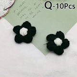 elvesmall 4.5cm Hand-knitted Flower Puff Flower Milk Cotton Wool Hand Hook Flower DIY Hairpin Clothing Accessory Shoes Hats Craft Supplies