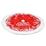 elvesmall  Christmas Tree Skirt 122cm Red Faux Fur Christmas Tree Skirts with White Snowflakes Merry Christmas Sign Xmas Tree Decor