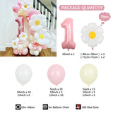 elvesmall 78Pcs Daisy Pink Latex Balloon Digital Set for 1-9-year-old Children's Birthday Shower Decoration Props