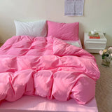 elvesmall Soft Pink Bedding Sets Duvet Cover Set Bedclothes Bedspread Pillowcases Single Double Queen Size Bed Sheet Sets For Girls