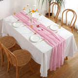 elvesmall  10PCS French Chiffon Table Runner Simple Solid Color Table Path Wedding Banquet Party Home Decoration Polyester Semitransparent