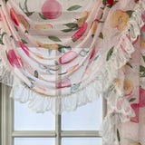 elvesmall 1PC Pink Honey Peach Valance Voile Wavy Curtain Head Lace Bottom Custom Window Panel Drape for Living Room