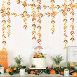 elvesmall 13 Ft Mirror Gold Paper Leaf Garlands Leaves Streamer Decorations Hanging for Gold Birthday Baby Shower Wedding Xmas Party Decor