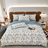 elvesmall Class A Mother Baby Grade Washed Cotton Linen Bedding Set,A/B Side,1 Duvet Cover  2 Pillowcases,Breathable Skin Friendly Soft