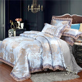 elvesmall Nordic Satin Jacquard Duvet Cover Set Luxury Flower Bedding Set Adlut Quilt Cover Pillowcases Sheet Twin Queen King Home Texiles