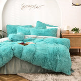 elvesmall  Winter super warm bedding set solid color plush bed sheet duvet cover camel velvet duvet double pillowcase 4-piece Dropshipping