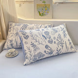 elvesmall Korean Style Seersucker  Washed cotton Bedding Set  Girls Twin Queen Size Duvet Cover   Bed Linens Kids Fashion