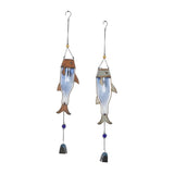 elvesmall Blue Metallic Fish Bells With Glass Bottle and Beads (2 Pcs) Home Decoration Wind Chimes Crafts Decor Garden