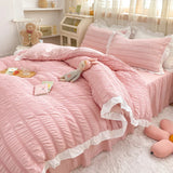 elvesmall Korean Style Princess Summer Quilt Cool Chiffon Seersucker Air-conditioned Quilt Bed sheet Summer Blanket Comforter Duvet