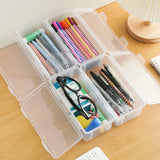 elvesmall Plastic Pencil Box Translucent Pencil Case Large Capacity Pencil Boxes Portable Storage Organizer Box Student Office Supplies