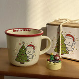 elvesmall  -  Kawaii Dog Christmas Mug Gift Coffee Water Cup Cute Ceramic Handmad Milk Tea Water Juice Mocha Lovers Breakfast Cup Gift 300ml