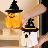 elvesmall Halloween Ghost Cup Fun and Unique Ghost Desgn Gifts for Family Friends Ceramic Mug with Lid