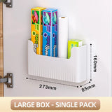 elvesmall  Kitchen Cabinet Door Storage Box Cling Film Holder Wall Mounted Basket Artifact Tool Household Sundries Collection Organizer Box