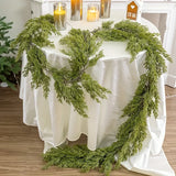 elvesmall Christmas Norfolk Pine Garland Dense Pine Real Touch Artificial Pine Cypress Ornament for Holiday Fireplace Table Home Decor