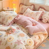 elvesmall Winter Cartoon Plush Warm Duvet Cover Set with Sheet Pillowcase 4pcs Bedding Set Home Textiles Luxury Queen Size Bed Linens Set